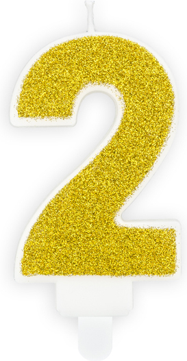 Свеча для торта Partydeco цифра 2 золотая 7 см (SCU3-2-019B)
