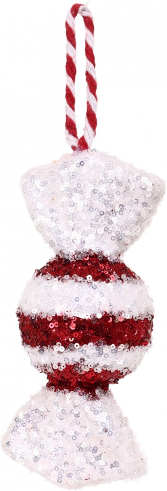 Декорация новогодняя Китай Конфета в полоску YE2936 19 см белый с красным