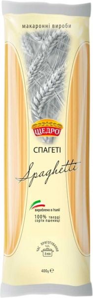 Макароны ТМ ЩЕДРО Spaghetti 400 г 8051122539024 