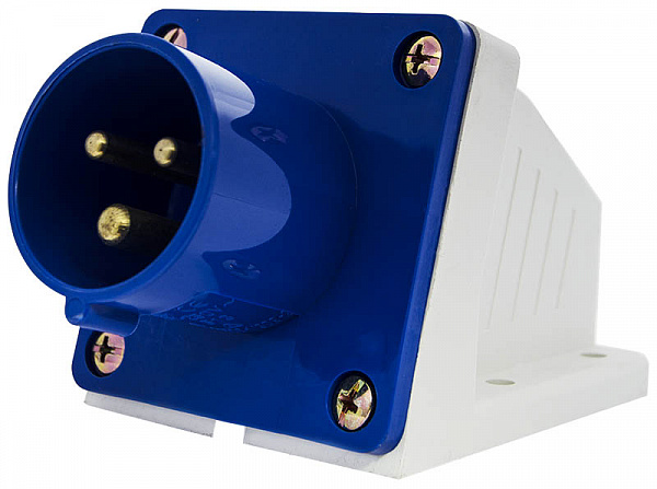 Вилка стационарная с заземлением АСКОУКРЕМ ВС 16А/3 2Р+РЕ (513) синий