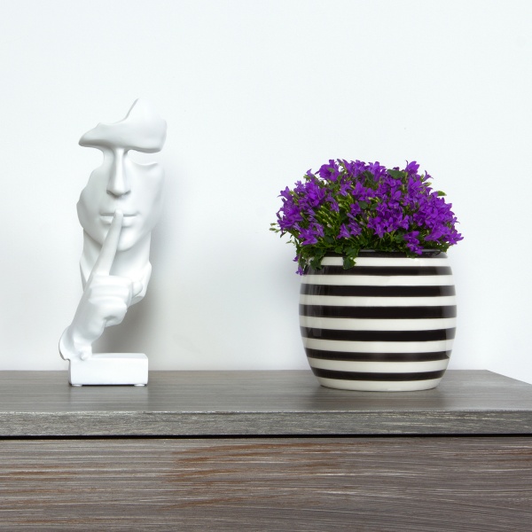 Кашпо керамическое МВМ DH-FLOWERS-27 WHITE/BLACK 13 см Черно-белый 