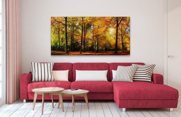 Репродукция Пейзаж Осенний лес 96x48 см 