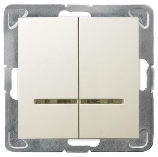 Вимикач двоклавішний Ospel Impresja з підсвіткою 16 А 250В IP20 кремовий
