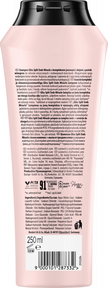 Шампунь GLISS Split Ends Miracle 250 мл