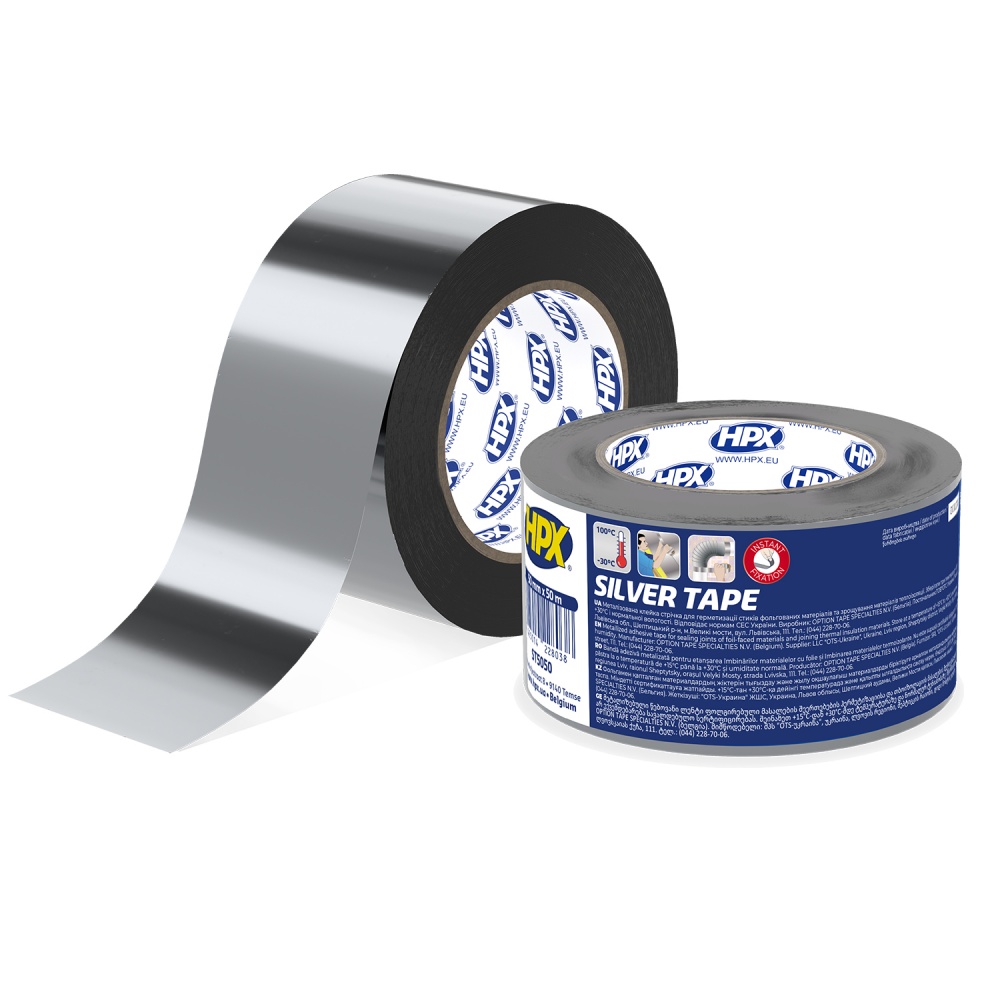 Металлизированная клейкая лента HPX SILVER TAPE 50 мм х 50 м HPX — фото 1