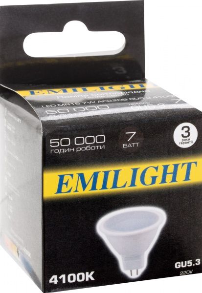 Лампа светодиодная Emilight 7 Вт матовая GU5.3 220-240 В 4100 К LED MR16 7W AC220-240V GU5.3 4 