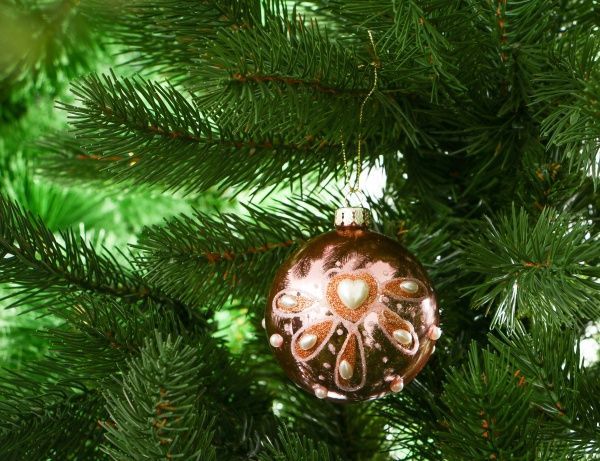 Куля скляна d100 з блискітками рожевий