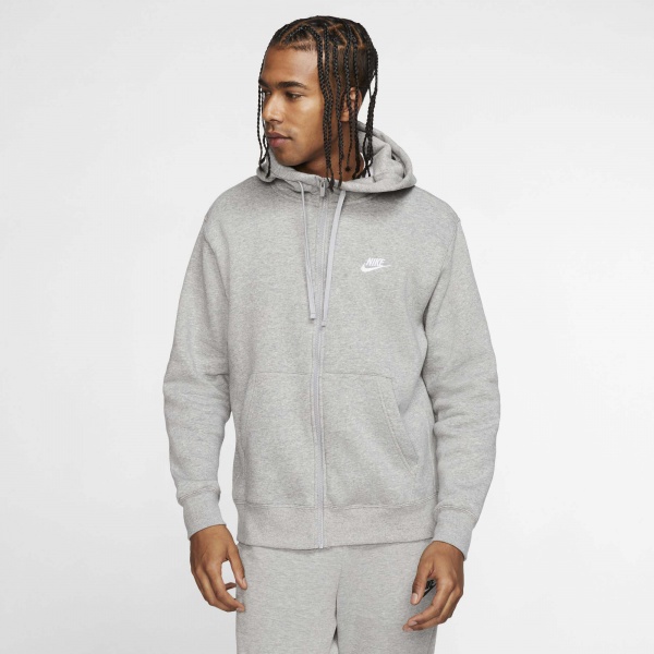 Джемпер Nike M NSW CLUB HOODIE FZ BB BV2645-063 р. XL сірий