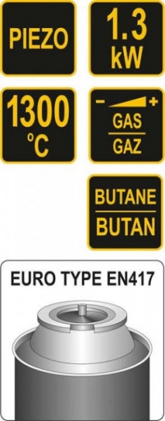 Пальник YATO з п'єзопідпалом/тип з`єднання EN417 73412