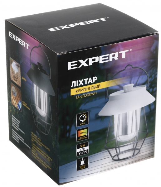 Ліхтар для кемпінгу Expert з акумулятором EL-LD308Wh (5Вт, 5000mAh, Powerbank, IP65)