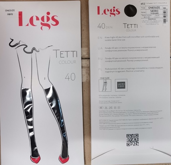 Гольфи жіночі Legs 452 TETTI COLOUR 40 р.one size неро 1 шт.