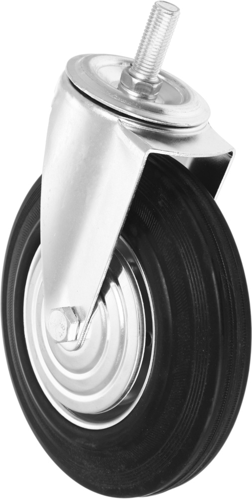 Колесо d200 мм резиновое поворотное с резьбовым штырем M16