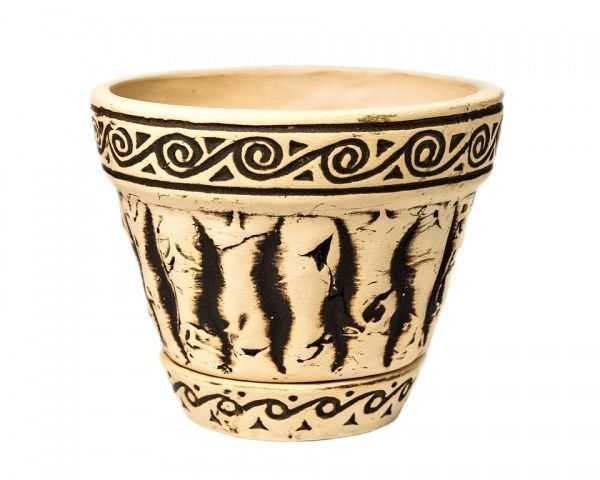 Горщик керамічний Текіла №3 круглий 0,7 л бежевий/коричневий 