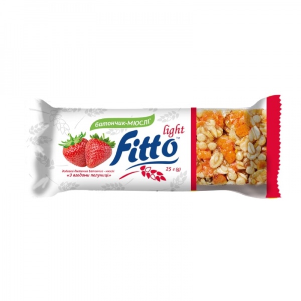 Батончик-мюсли Fitto Light С ягодами клубники 25 г