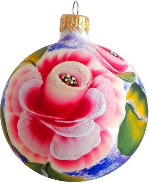 Куля скляна Квіти 3 d100 К-849-100 білий