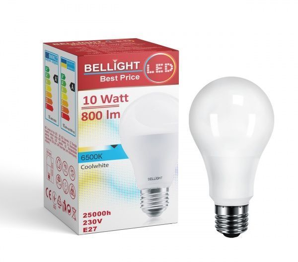 Лампа светодиодная Bellight 10 Вт A60 матовая E27 220 В 6500 К 