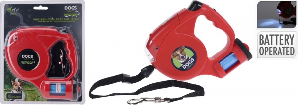 Поводок-рулетка Koopman с контейнером для пакетов и фонариком 5 м (491002360)