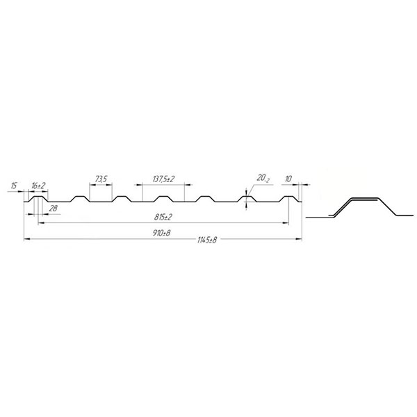 Профнастил оцинкованный INDUSTRY ПК-20 910х2000 (0,3 мм)