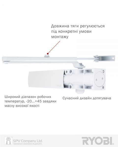 Доводчик дверний RYOBI 1200 D-1200 білий 80 кг