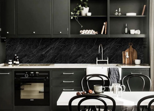 Наліпка на кухонний фартух Zatarga Чорний мармур Z184120 65x250 см