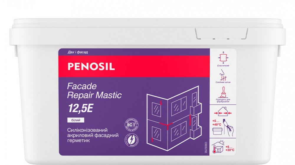 Герметик акриловий PENOSIL силіконізований Facade Repair Mastic 12,5E білий 7 кг