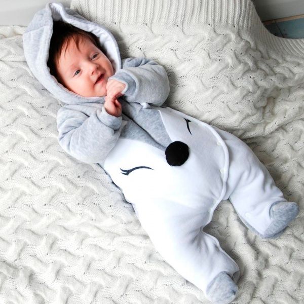 Комбінезон Minikin Лисичка р.62 білий із сірим 1816504 