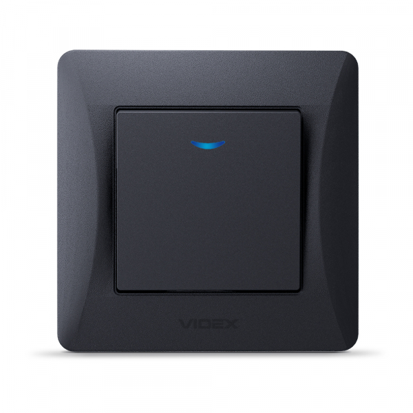 Выключатель одноклавишный Videx Binera с подсветкой черный графит VF-BNSW1L-BG