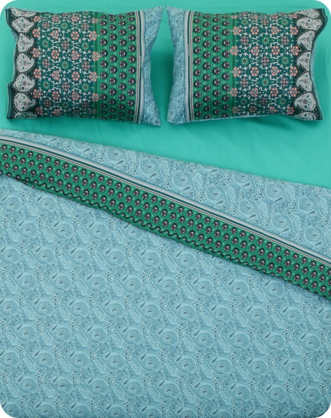 Комплект постільної білизни Laglio V.1 2 зелений із малюнком Grandfoulard 