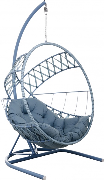 Кресло-кокон Сфера Лайт плетение зигзаг голубой