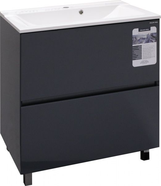 Тумба підлогова Koller Pool підлогова Neon Cube 800 антрацит з умивальником GLR 80