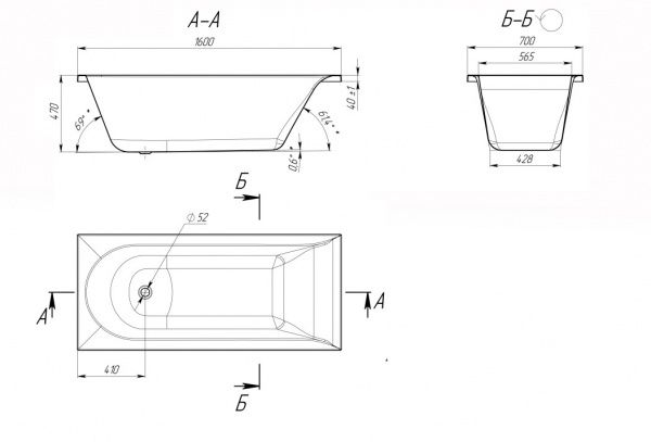 Ванна акрилова AM.PM W72UA-160-070W-A Spirit 160х70