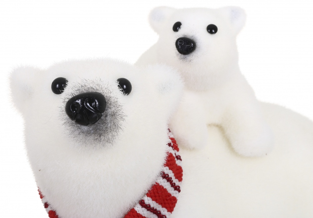 Декорация новогодняя мишка с медвежонком белый B41584R-W 32х18 см