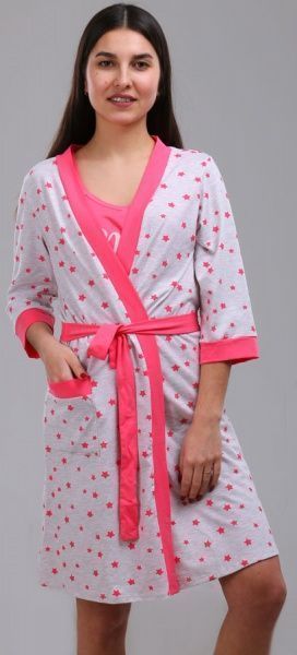 Халат Roksana Звезда 376/16000 р. M серый с розовым 