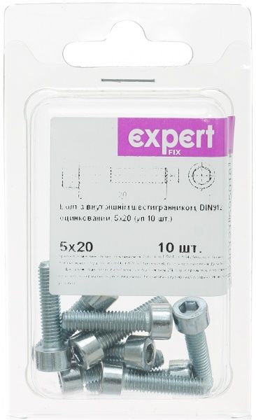Болт метрический 5х20 мм DIN 912 5x20 мм 10 шт. клас прочности 5,8 Expert Fix