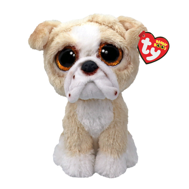 Мягкая игрушка TY Beanie Boos Английский бульдог Pooch 15 см бежевый с белым 37371