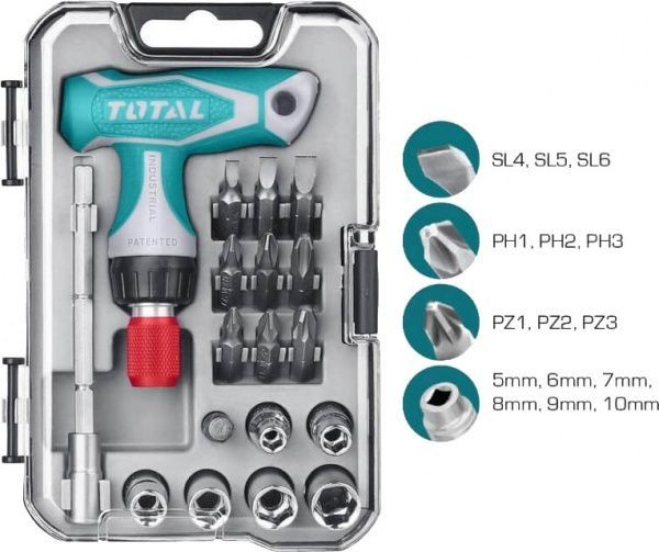 Набор отверток и головок Total TACSD30186