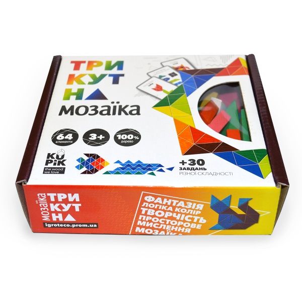 Игра деревянная Igroteco треугольная мозаика 64 эл 900194