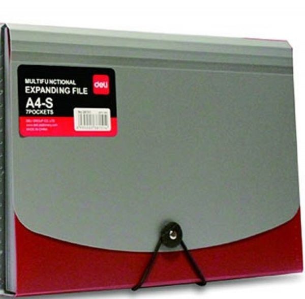 Папка-портфель Класик Бізнес 7 відділень А4 сіро-бордовий 38151 Deli