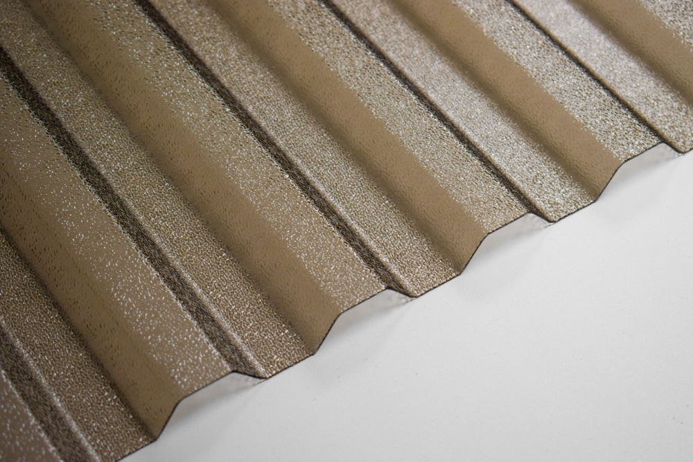 Гофрований монолітний полікарбонат TOMO Plex 1,1x1045x2000 мм трапеція текстурований бронзовий