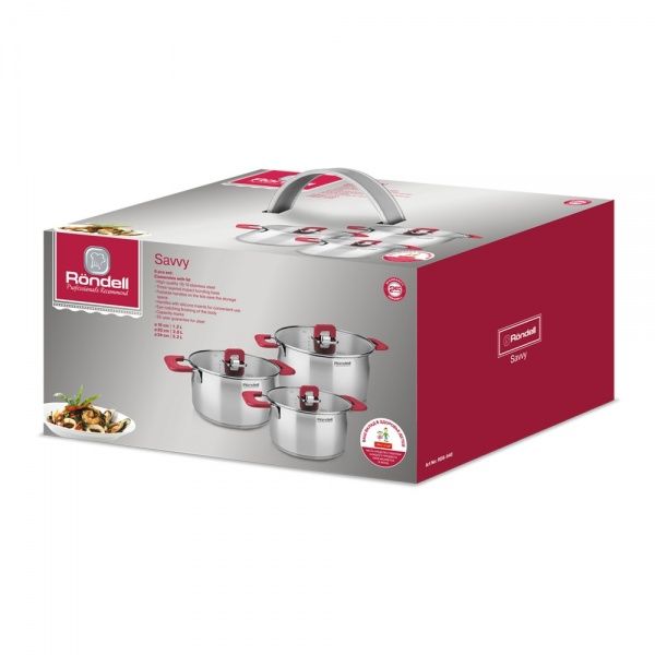 Набор кастрюль 6пр. (5,2л, 2,8л,1,2л,) Rondell