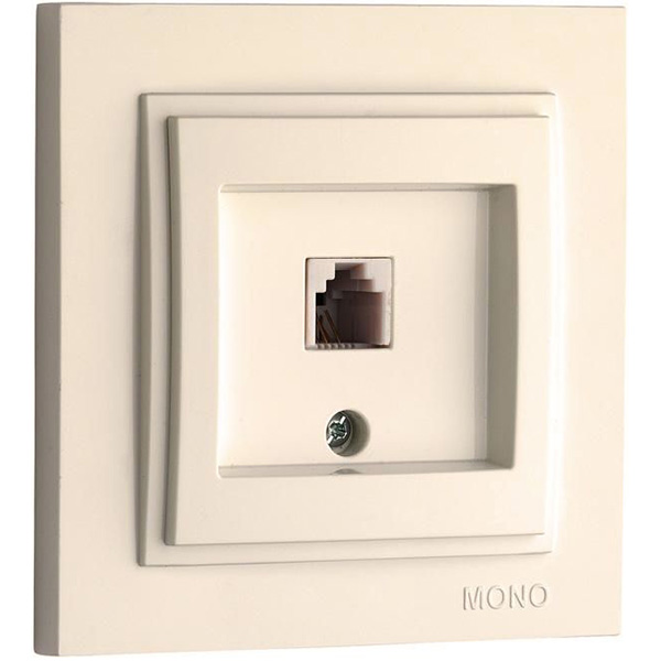 Розетка телефонная с заземлением Mono Despina без шторок без крышки кремовый 102-170005-124