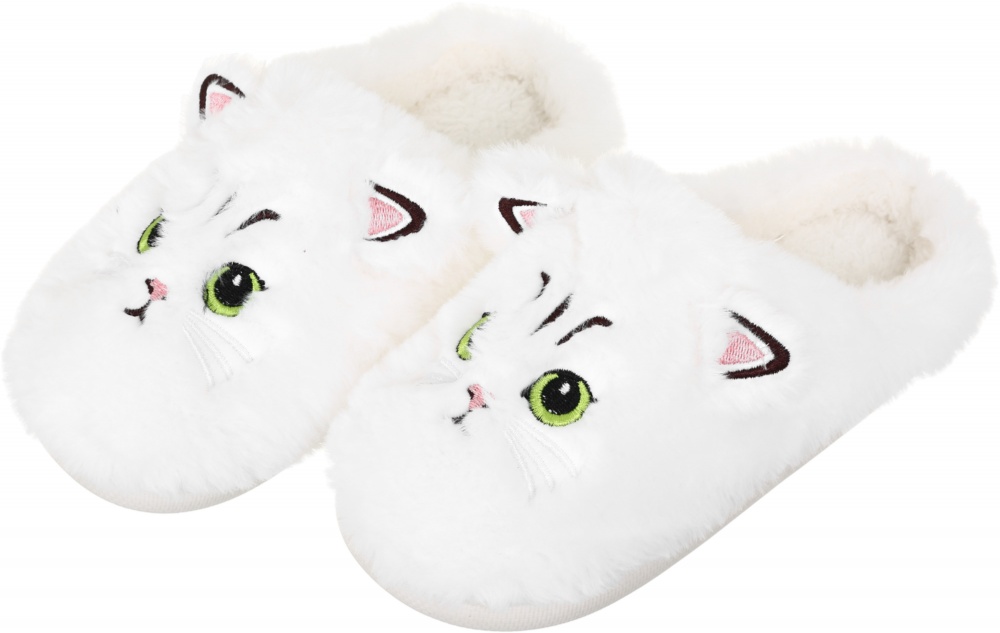 Тапочки для девочек HW Котик р.32-33 белый NULL