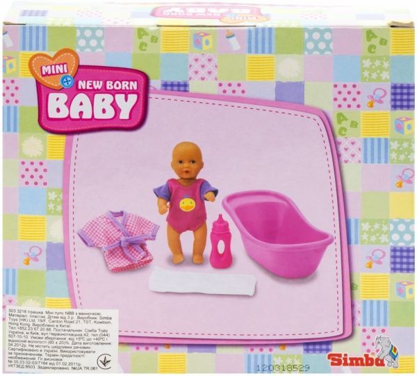 Пупс Simba NBB с ванночкой 12 см 5033218