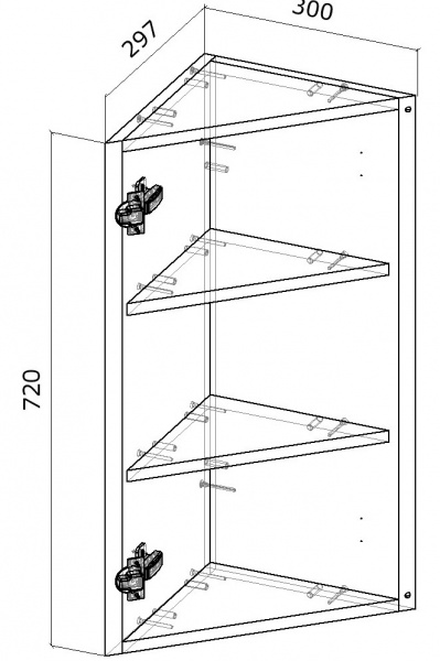 Шкаф верхний Грейд угловой (стандарт) 300x720x300 мм серый 
