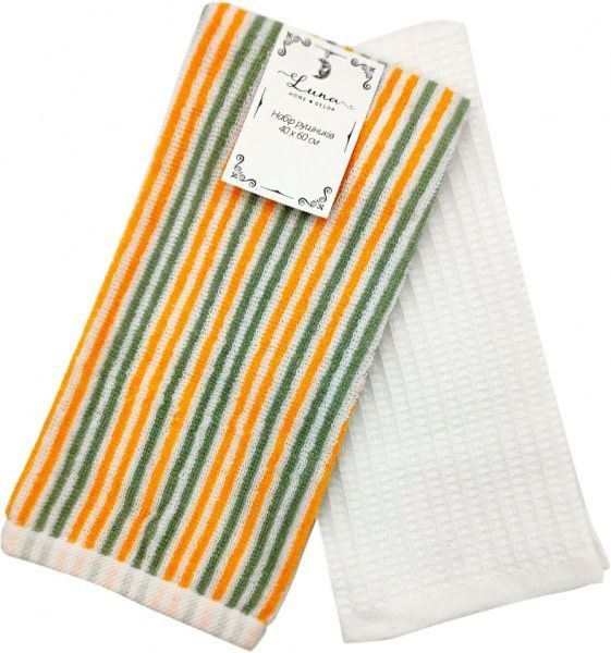 Набір рушників 60x40 см Luna зелено-помаранчевий/молочний 