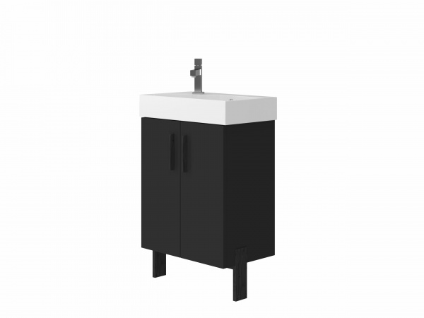 Тумба напольная ЮВЕНТА Manhattan - 55 черный с умывальником Stance-55