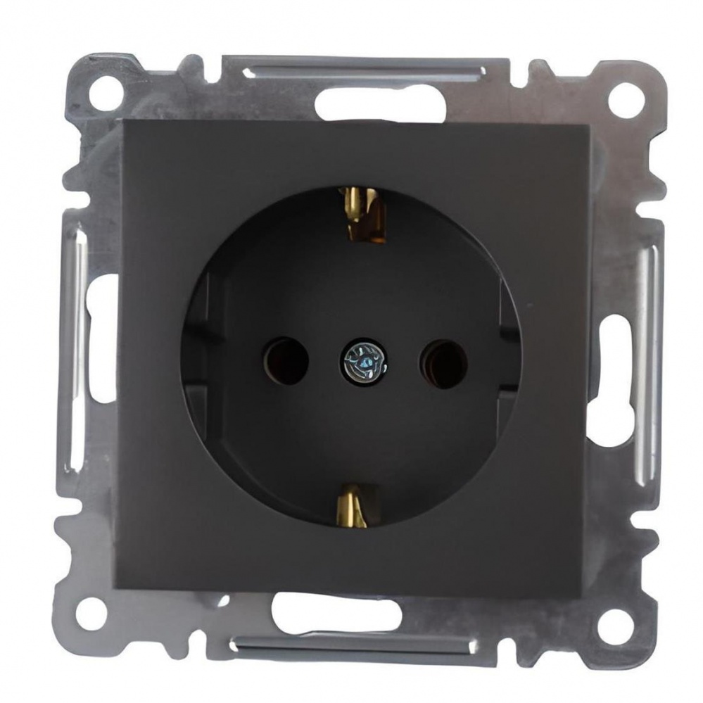 Механизм розетки с заземлением Makel Karea IP20 дымчатый 57050028