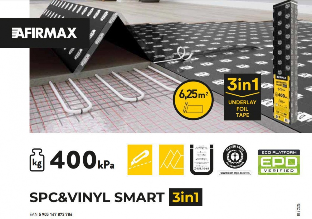 Подложка изоляционная AFIRMAX SPC&VINYL SMART 1мм /6,25 кв.м