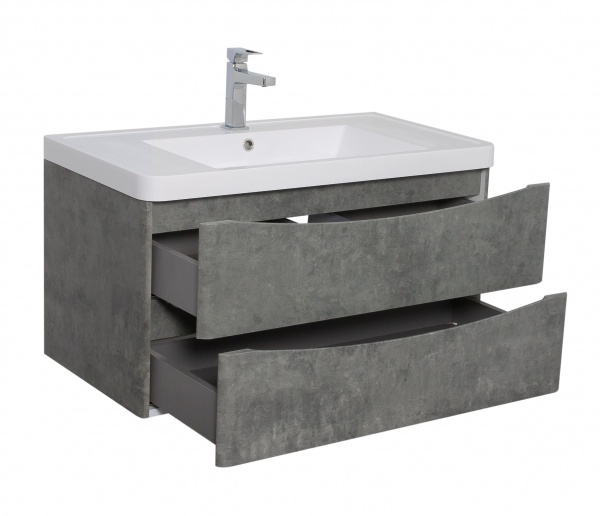 Тумба подвесная Aqua Rodos Vista серый мрамор с умывальником Ваr 90 см