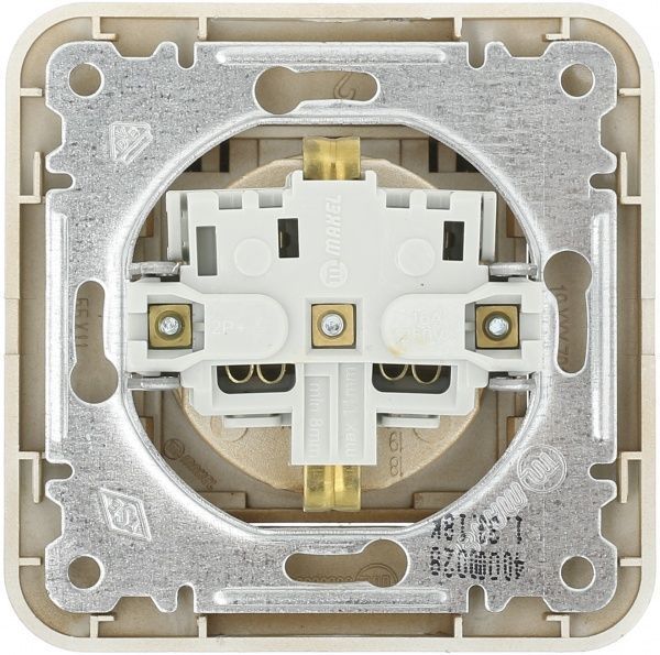 Розетка із заземленням Makel Lillium Natural з кришкою дуб